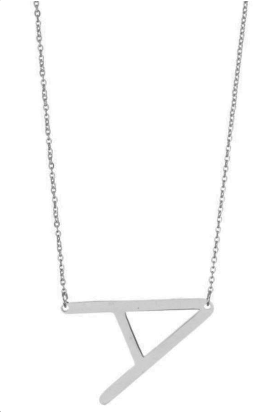 SILVER Large Sideways Initial Necklace
