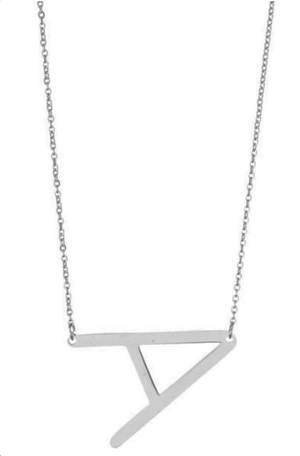 SILVER Large Sideways Initial Necklace