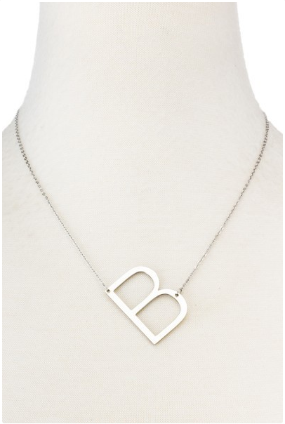 SILVER Large Sideways Initial Necklace