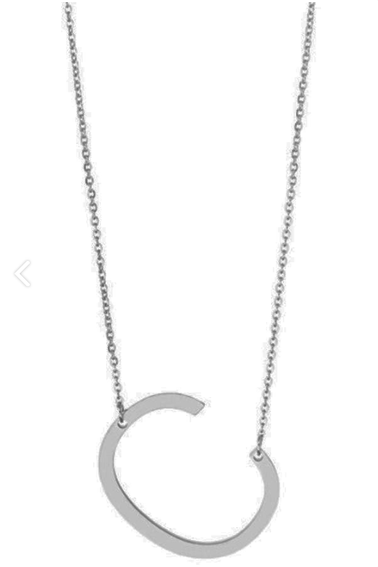 SILVER Large Sideways Initial Necklace