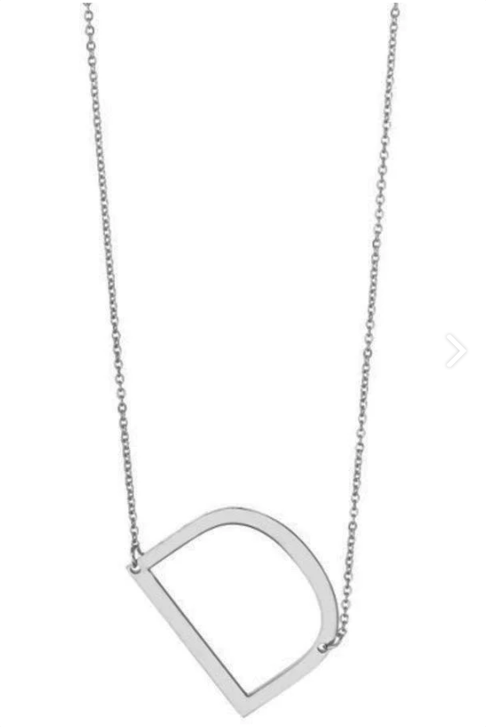 SILVER Large Sideways Initial Necklace