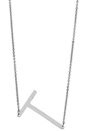 SILVER Large Sideways Initial Necklace